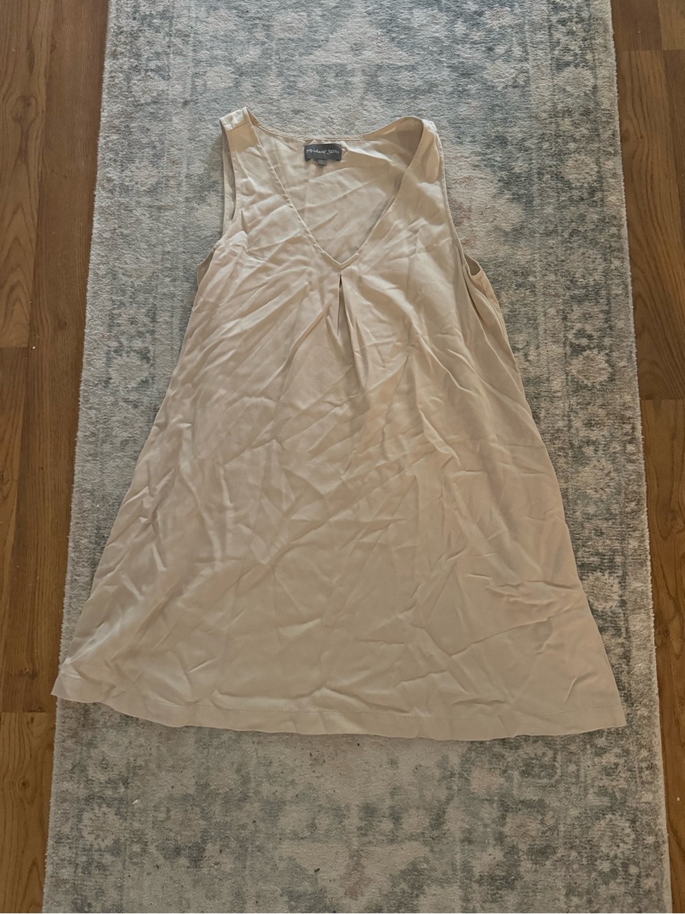 Michael Stars Sleeveless V-Neck Shift Dress in Beige L